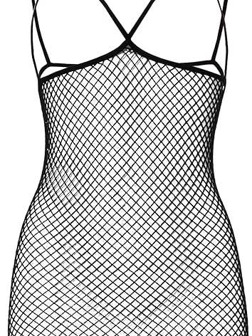 Vestido Mini de Red de Pescador con Copas Abiertas y Ribete de Flecos Elásticos para venta al por mayor de Envy Body Shop