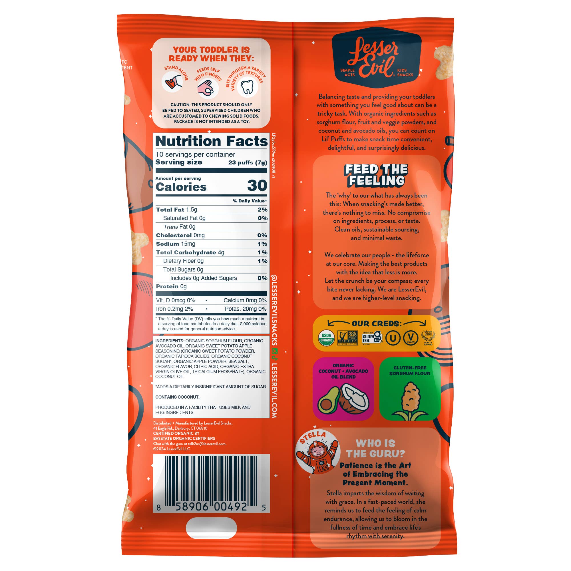 LesserEvil - Wholesale Puffed snack - Lil' Puffs, Sweet Potato Apple Asteroid, 2.5oz1