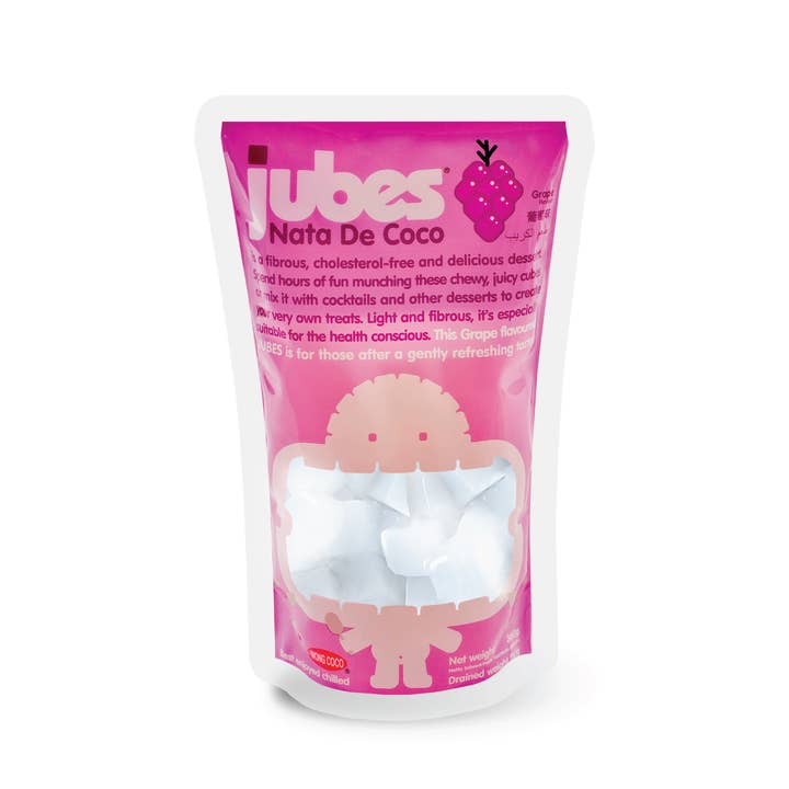 Jubes - Nata De Coco, Grape Flavor, 12.7oz, 24ct Pouches for wholesale by Grandpa Joe's Candy Shop