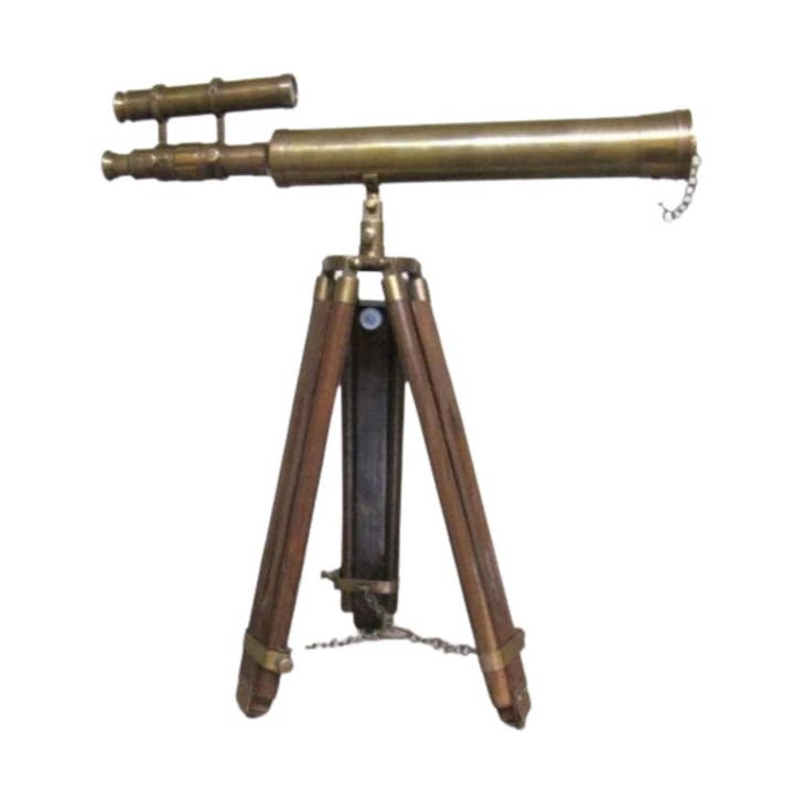 Vintage Brass Telescope 18" with Wooden Stand for wholesale by India Overseas Trading Corporation