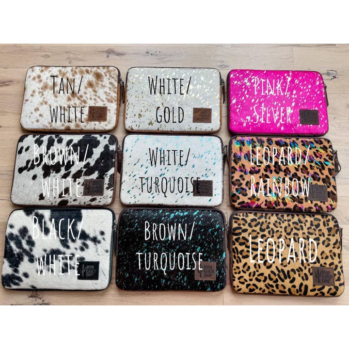 Boho Ranch Shop - Wholesale Laptop/Tablet Case - Women's - Cowhide Leather Laptop Computer Tech Sleeve Pouch1