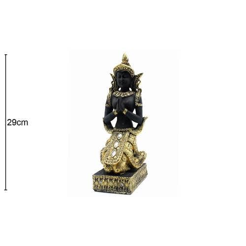 Kneeling Buddha Gold and Black 14x12x29cm for wholesale by Green Tree