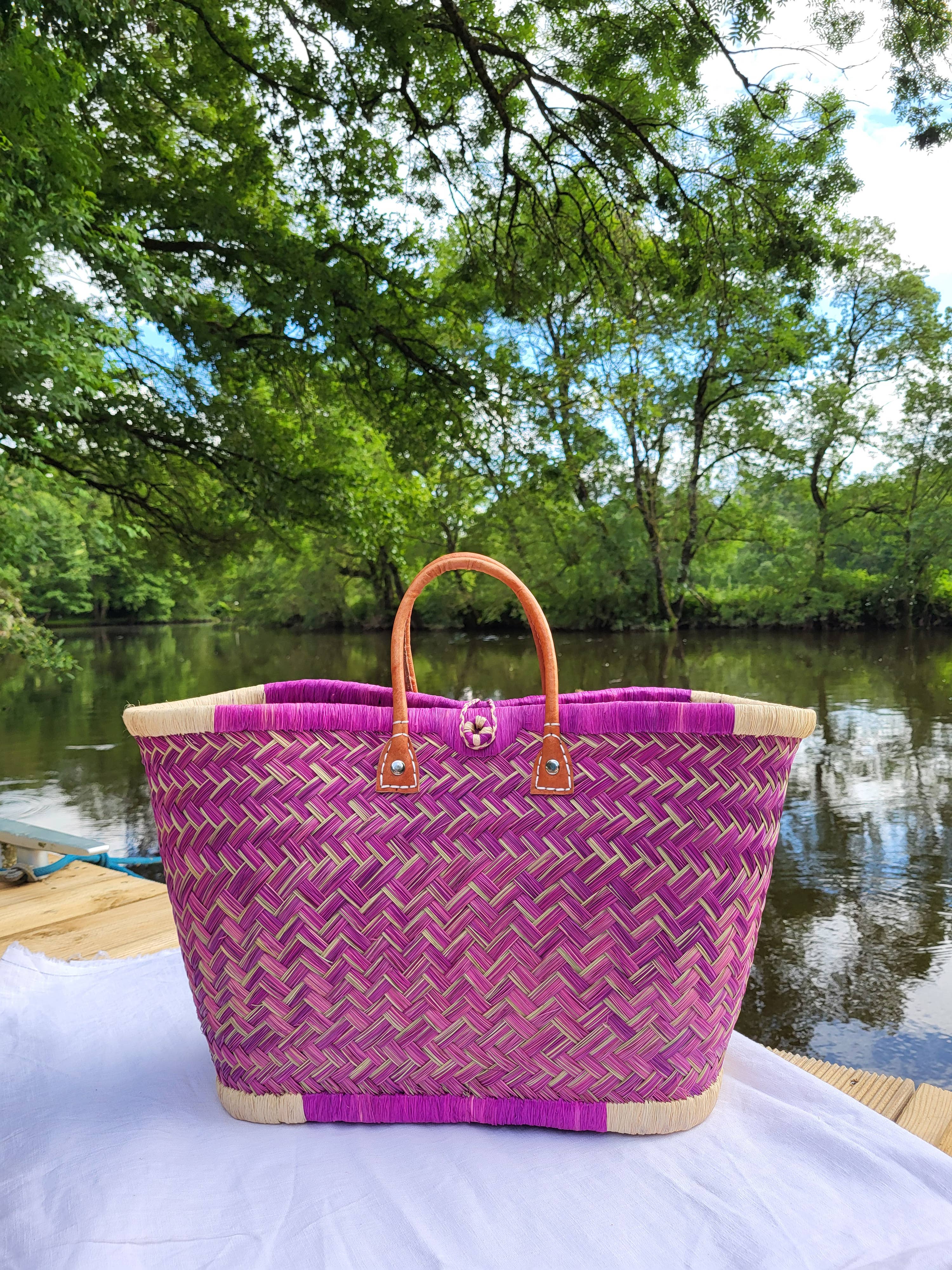 Nature et Fibre - Vente Sac de plage - Paniers artisanaux colorés en fibres naturelles3