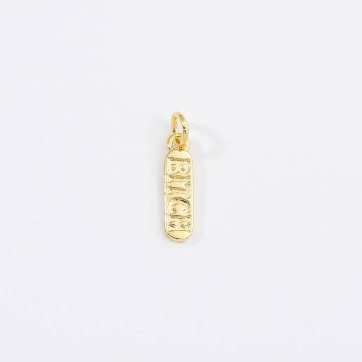 Beads Creation - Vendita all'ingrosso Ciondolo/pendente - Ciondoli con Parole Incise in Oro 18K per Gioielli Fai-da-Te CP12244