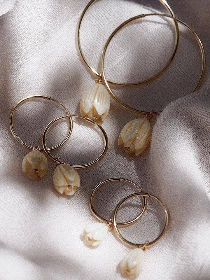 Ke Aloha Jewelry - Wholesale Hoop Earrings - Pikake Gold Hoop Earrings - Pikake6