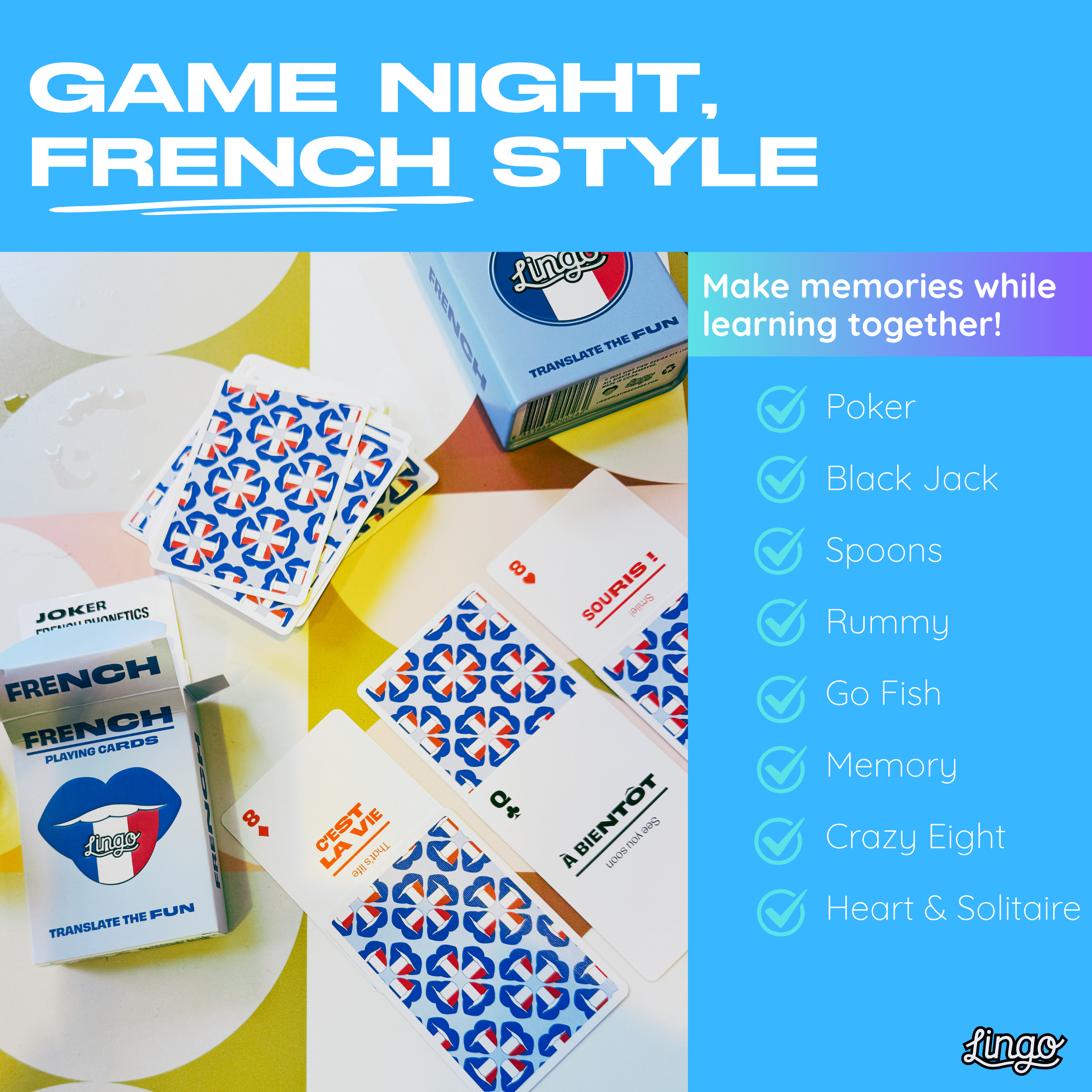 Lingo Playing Cards – wholesale Spelkort – Franska resespelkort6