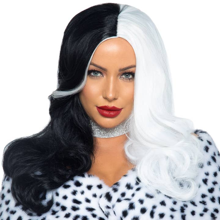 Black White 25" Two Tone Wig for wholesale on Faire