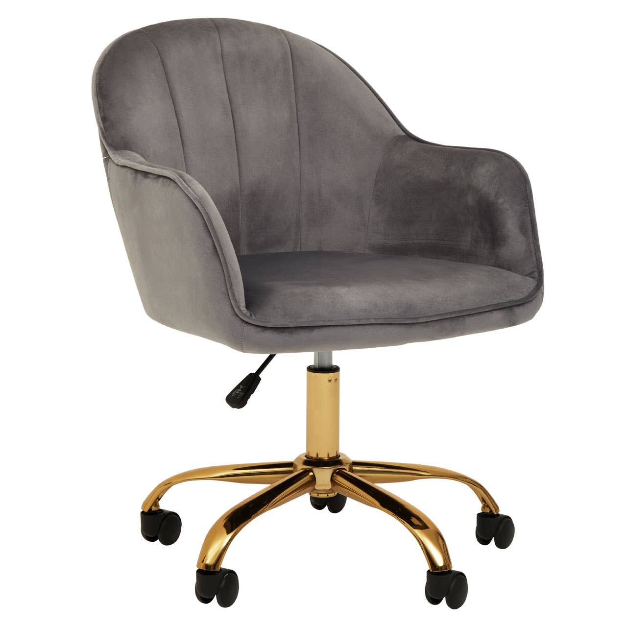 Interiors by Premier – wholesale Chair – Brent Grey Velvet And Gold Base Home Office Chair0