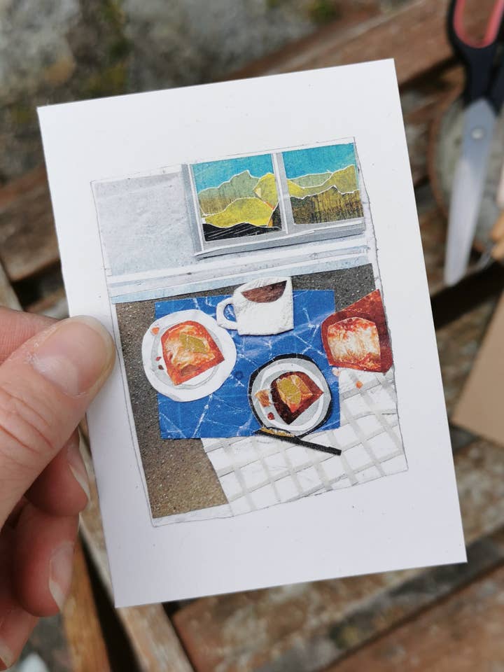 The Breakfast Table Greeting Card for wholesale by Meg Fatharly