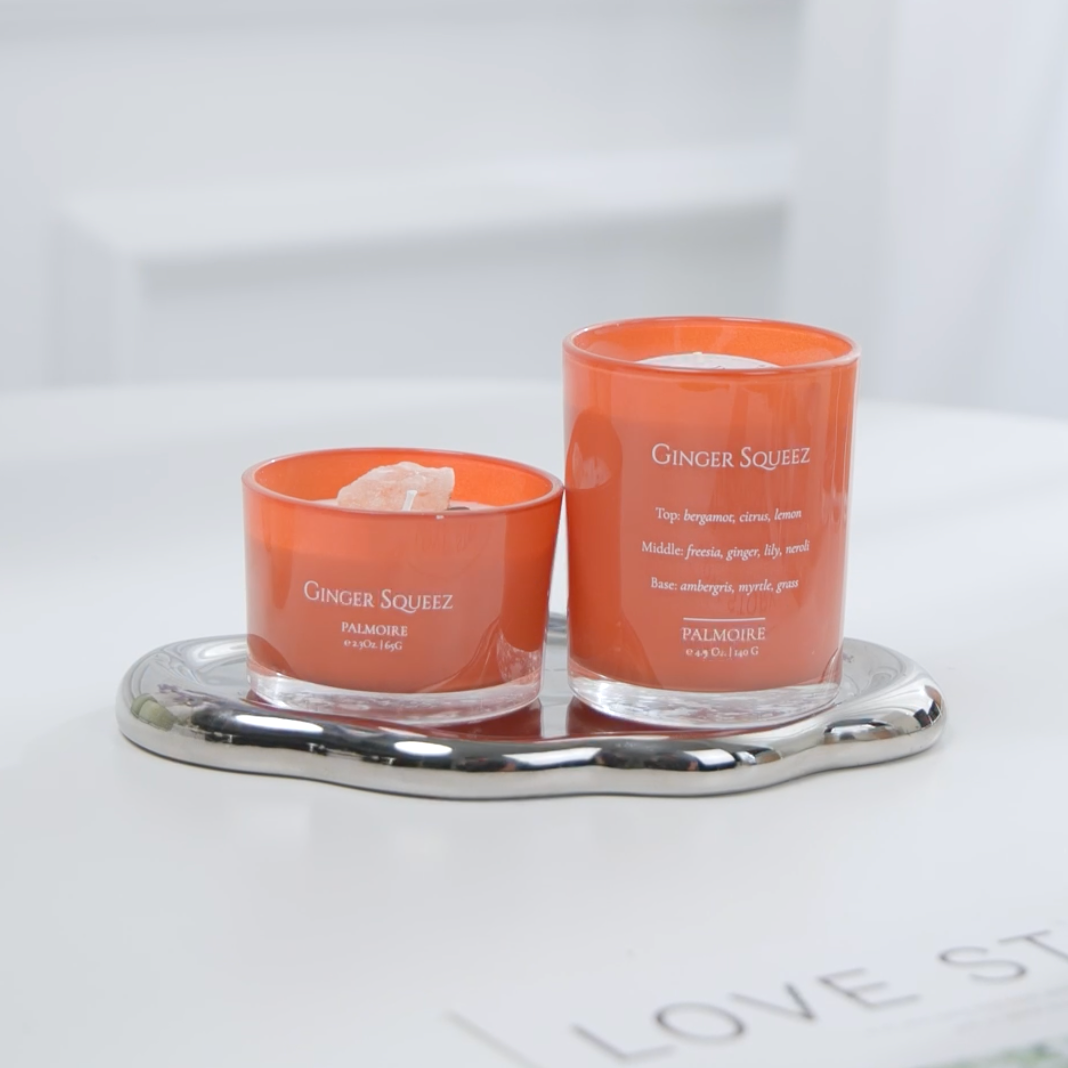 Palmoire Home Fragrance - Wholesale Jar/Filled Candle - Ginger Squeez Soy Wax Candle Set (4.9 Oz / 2.3 Oz)1