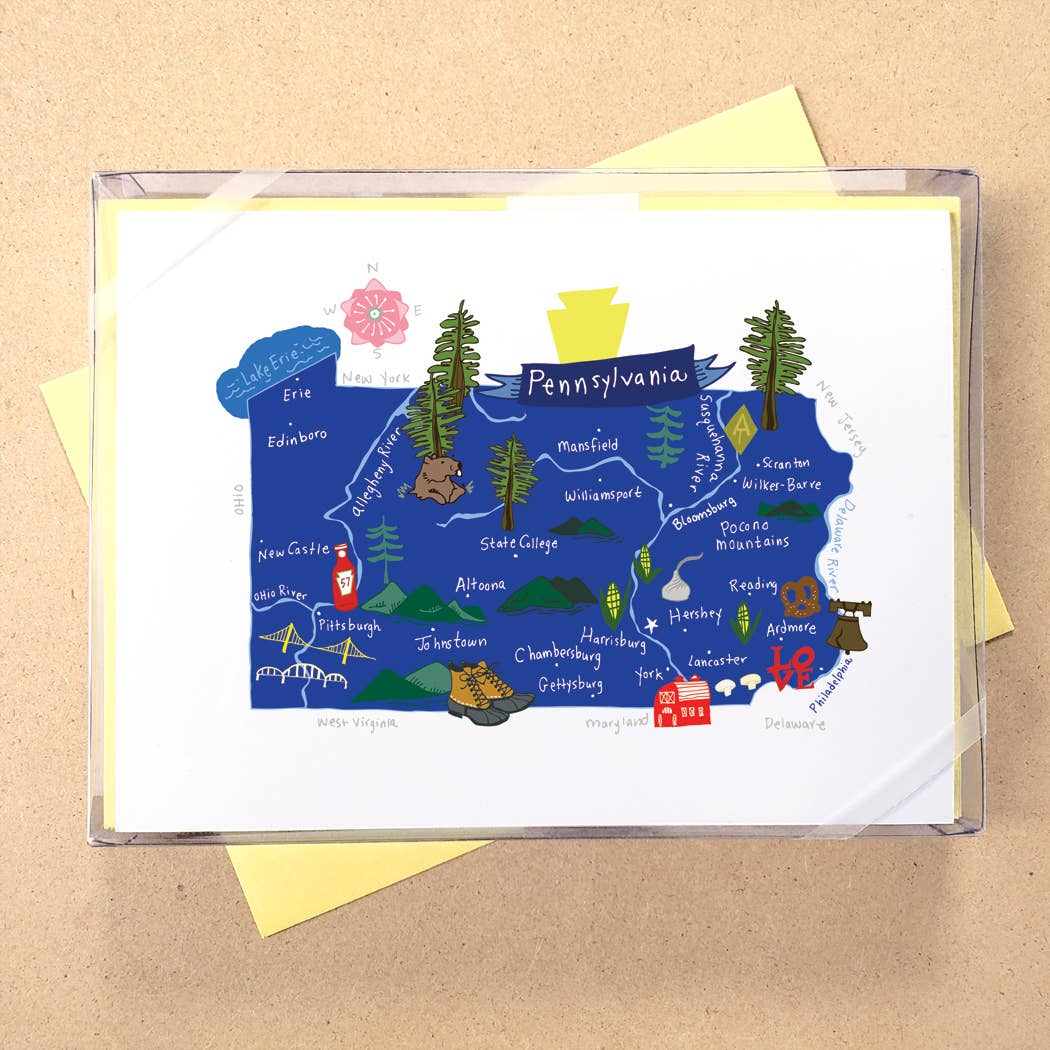 Allport Editions - Wholesale Briefpapier/indexkaartenset - Hallo USA Boxed Card-serie - ALLE 50 STATEN HIER!38