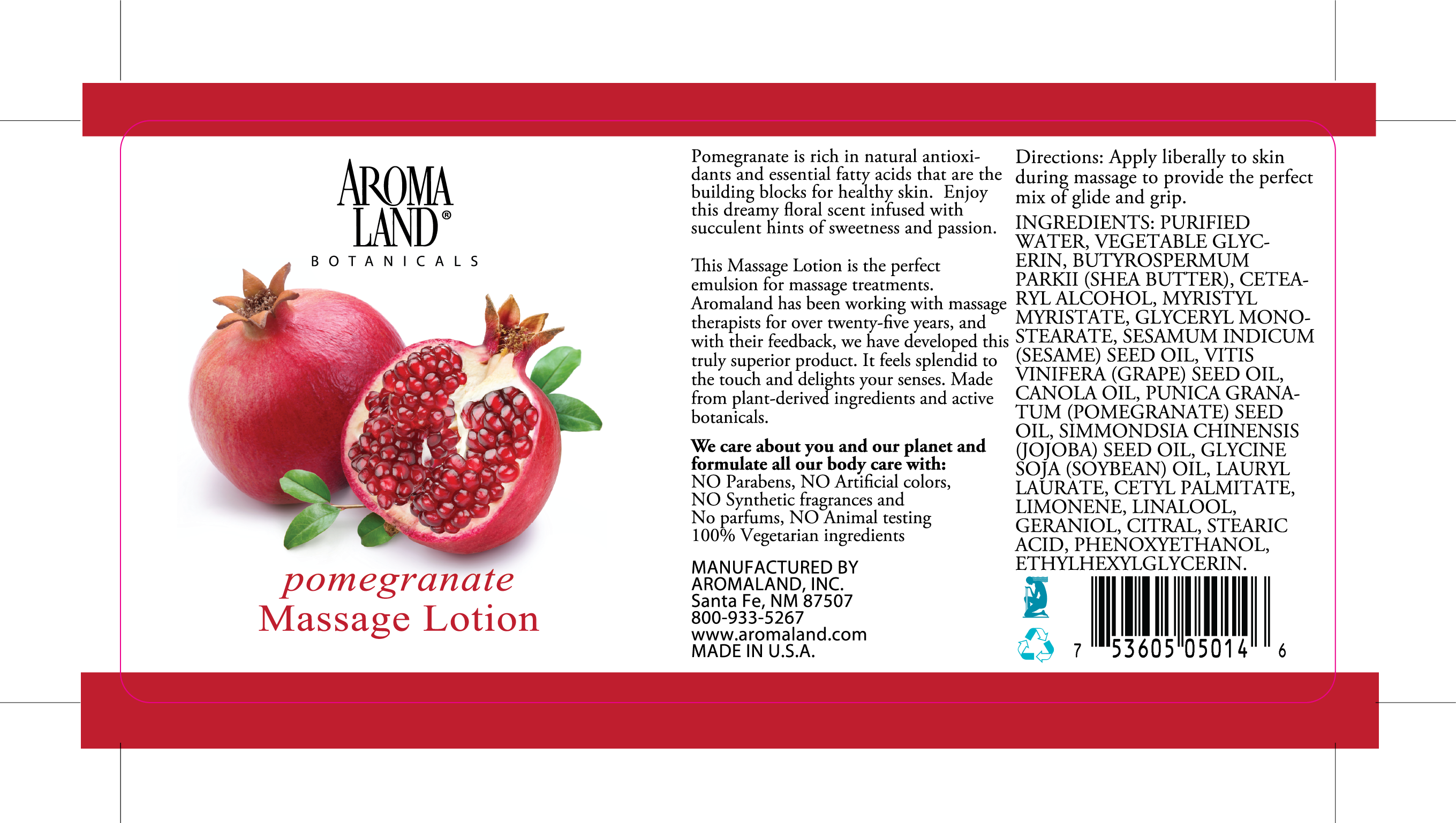 AROMALAND INC. - Wholesale Hand & Body Lotion - Massage Lotion Pomegranate 1 Gallon1