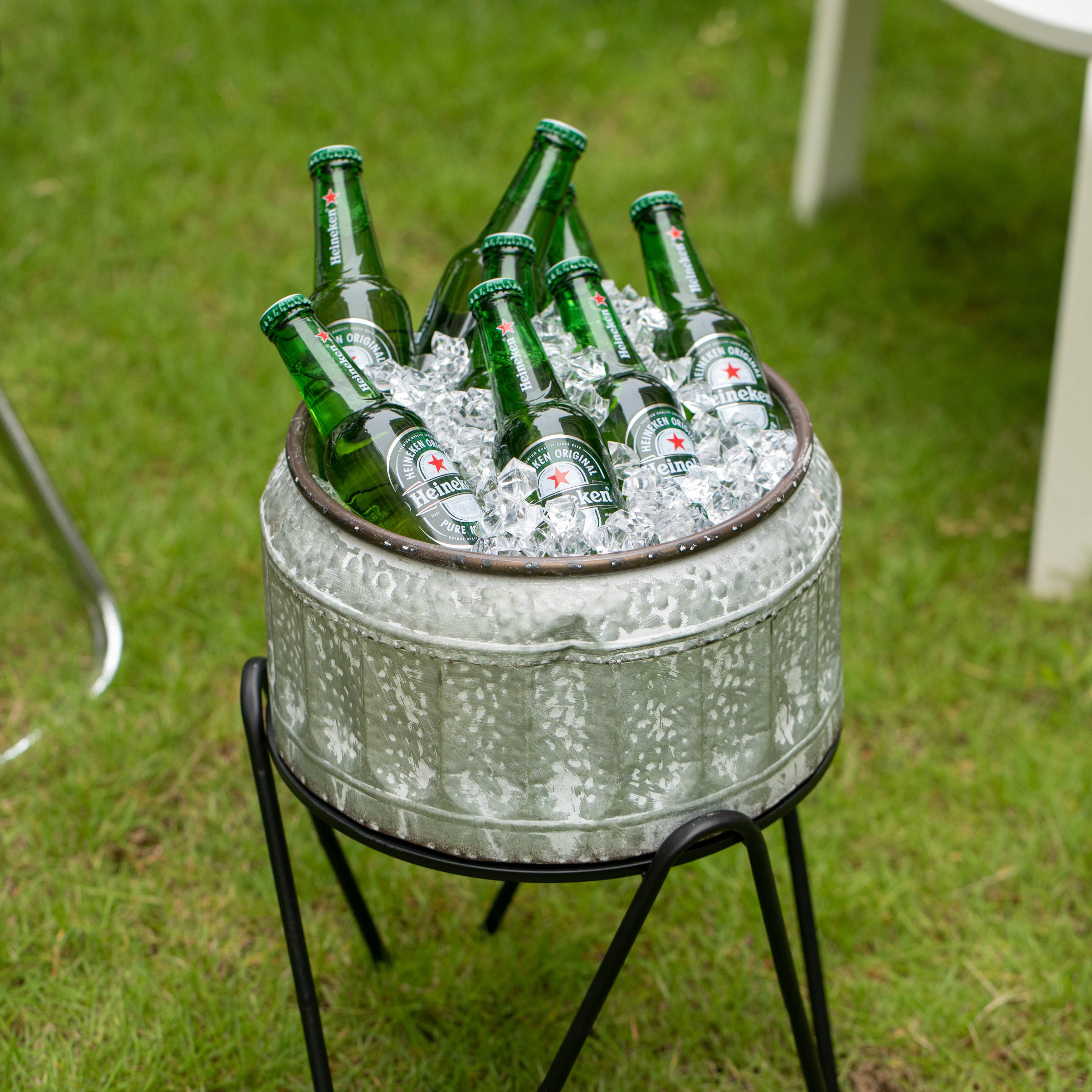 Quickway Imports - Wholesale Ice Bucket - Galvanized Metal Ice Bucket Beverage Cooler Tub with Stand6