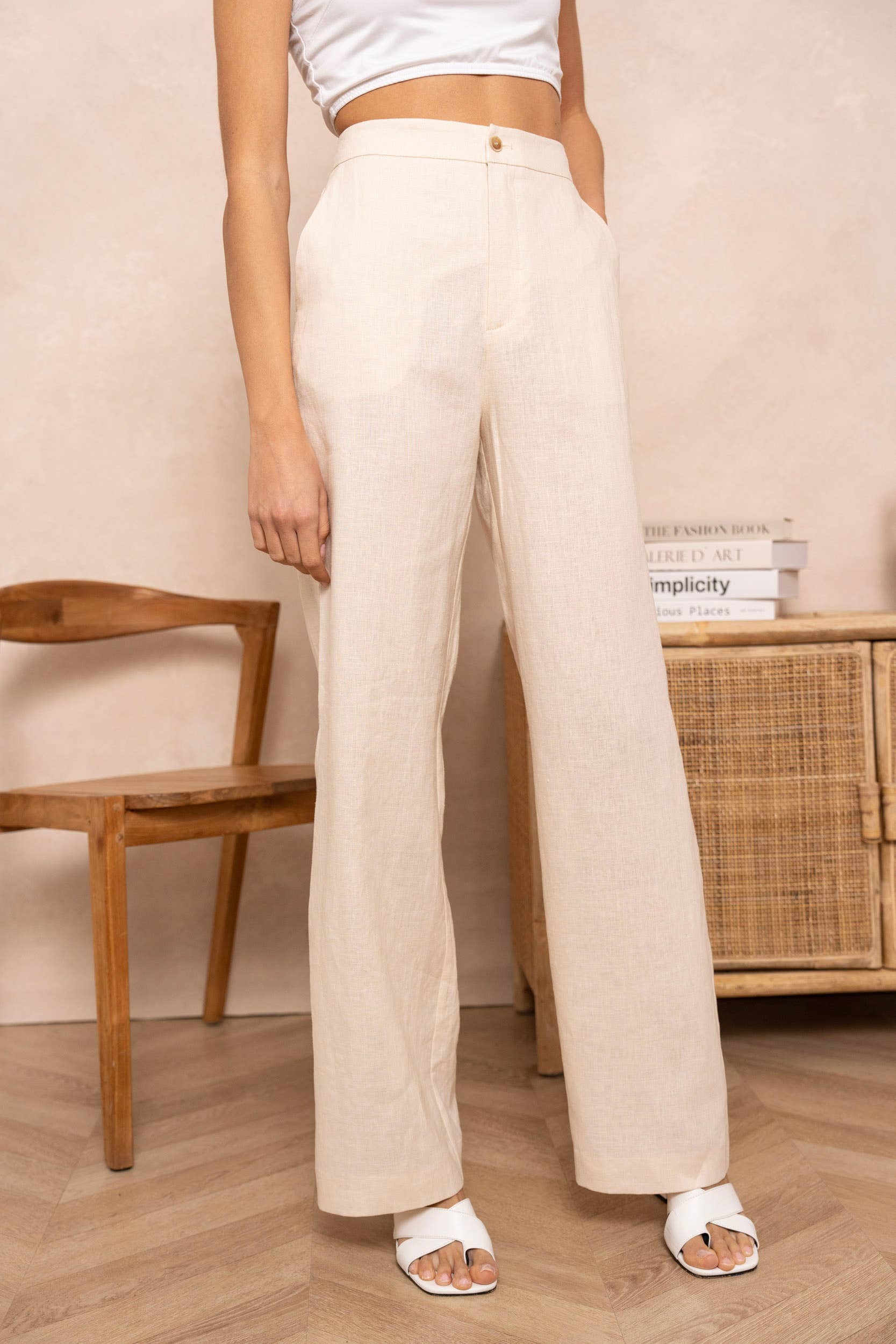 Attentif Paris - Wholesale Pants - Women's - [Linen] Plain straight trousers in premium quality linen20