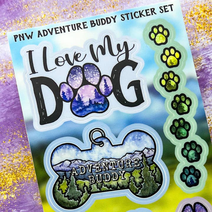 BarnHouse Studios - Wholesale Sticker - Adventure Buddy Paw Sticker Sheet, Set of 6 Stickers