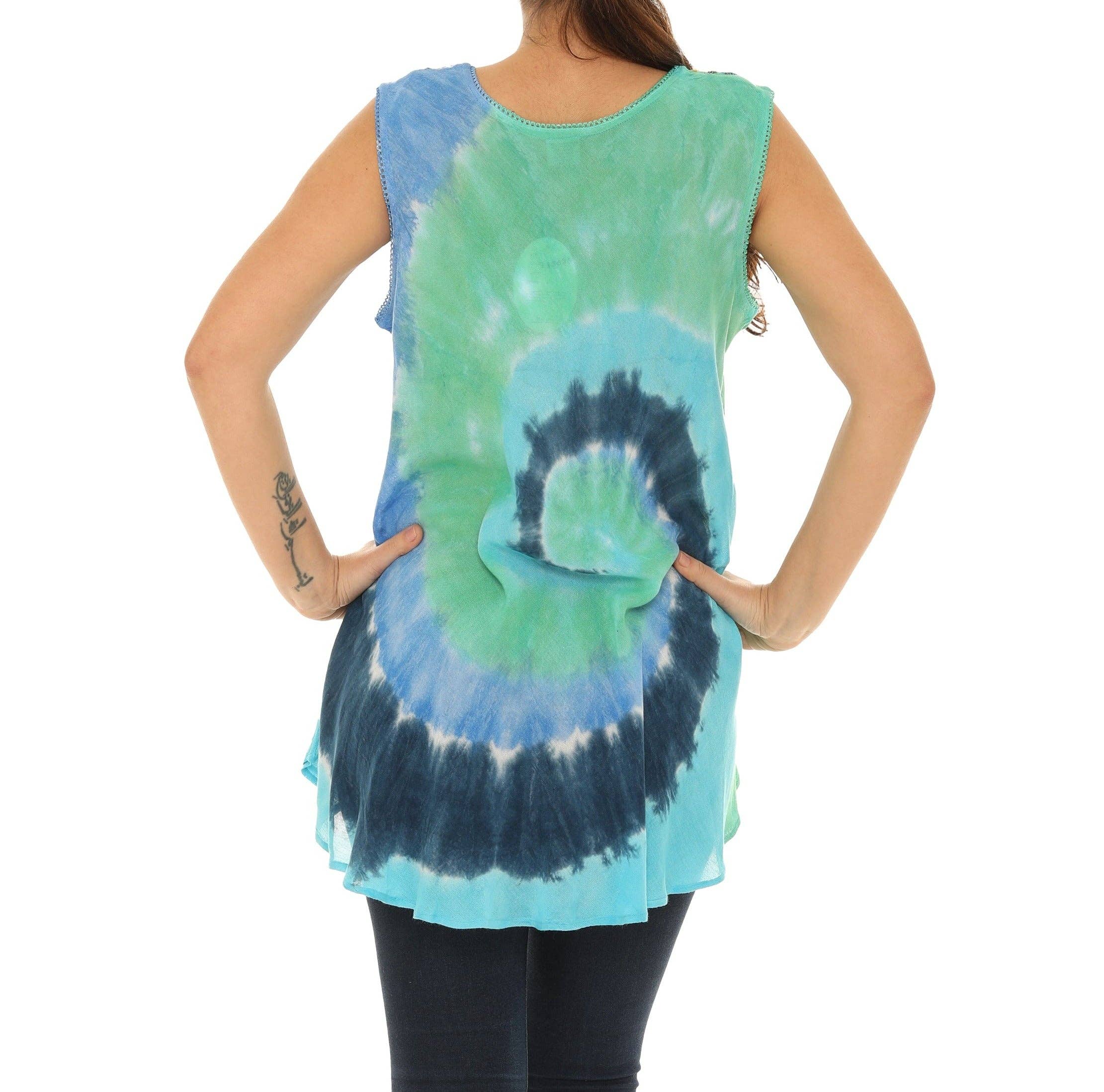 Shoreline Wear. INC - Wholesale Tunic - Women's - Tie-Dye Swirl Sleeveless Scoop Neck Top1