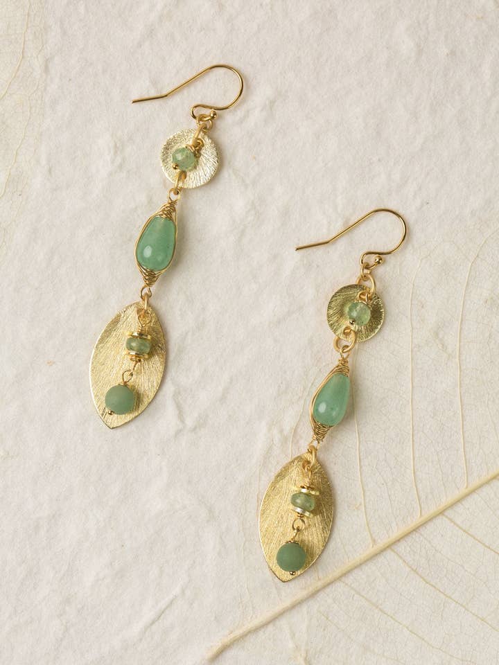 Contentment Green Aventurine, Jade Dangle Earrings for wholesale by Anne Vaughan Designs Jewelry