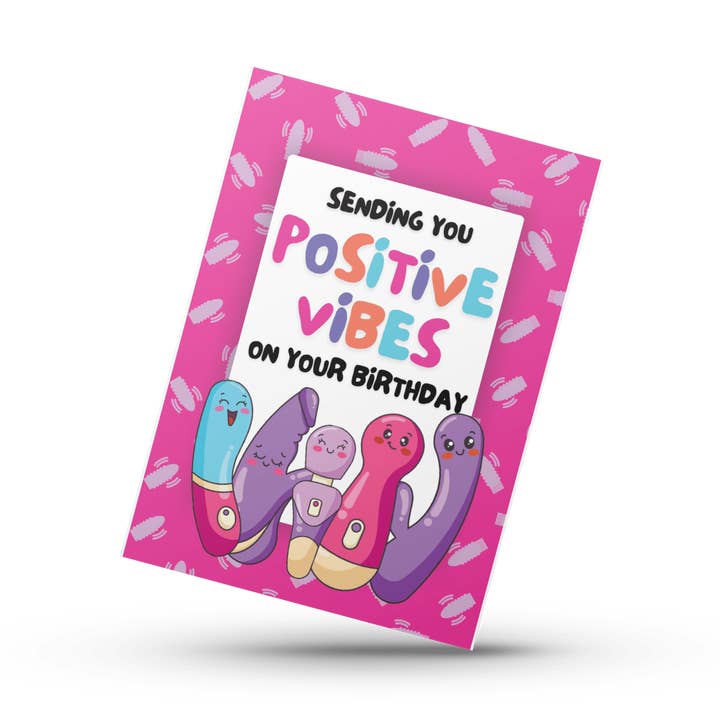 Biglietto di auguri di compleanno Funny Positive Vibes per la vendita all'ingrosso da parte di Lunabuloona