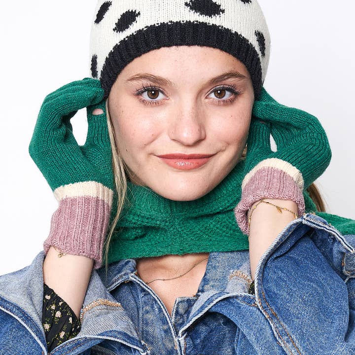 Hana - Wholesale Gloves – Women's - Three Tone Knit Plain Winter Long Gloves4