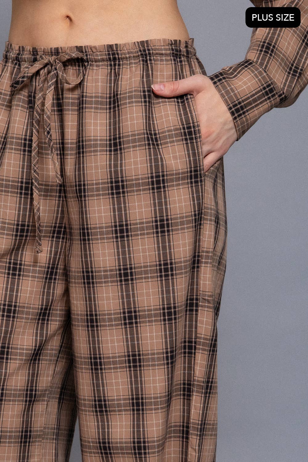 Active Basic | Active USA - Wholesale Pants - Women's - [PLUS SIZE] Wide Leg Plaid Woven Pants8