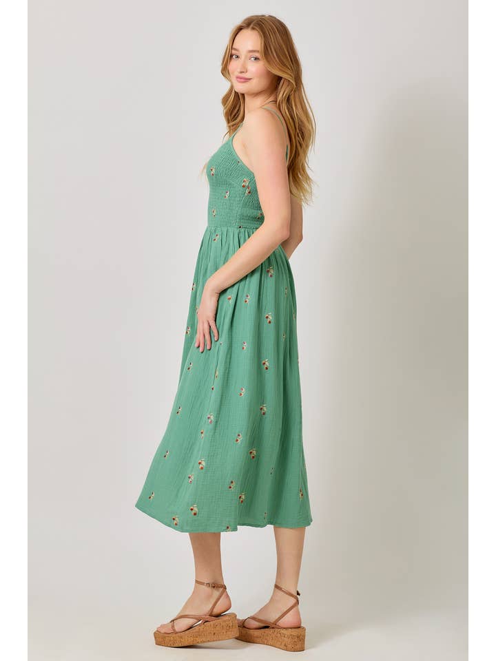 Mystree - Wholesale Dress - Women's - 60683 Embroidered Double Gauze Smocked Dress