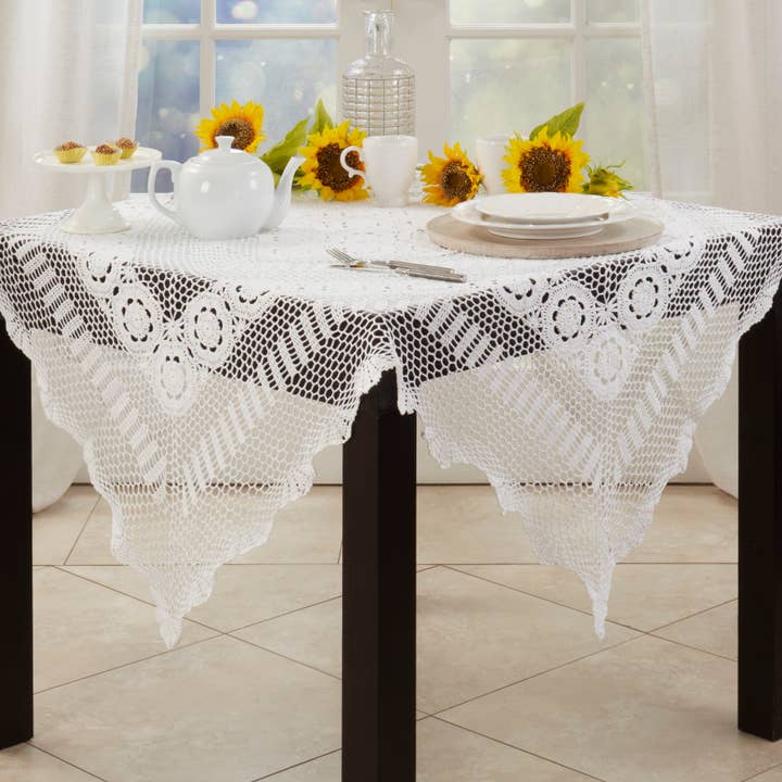 Saro Lifestyle - Wholesale Tablecloth - Crochet Tablecloth8