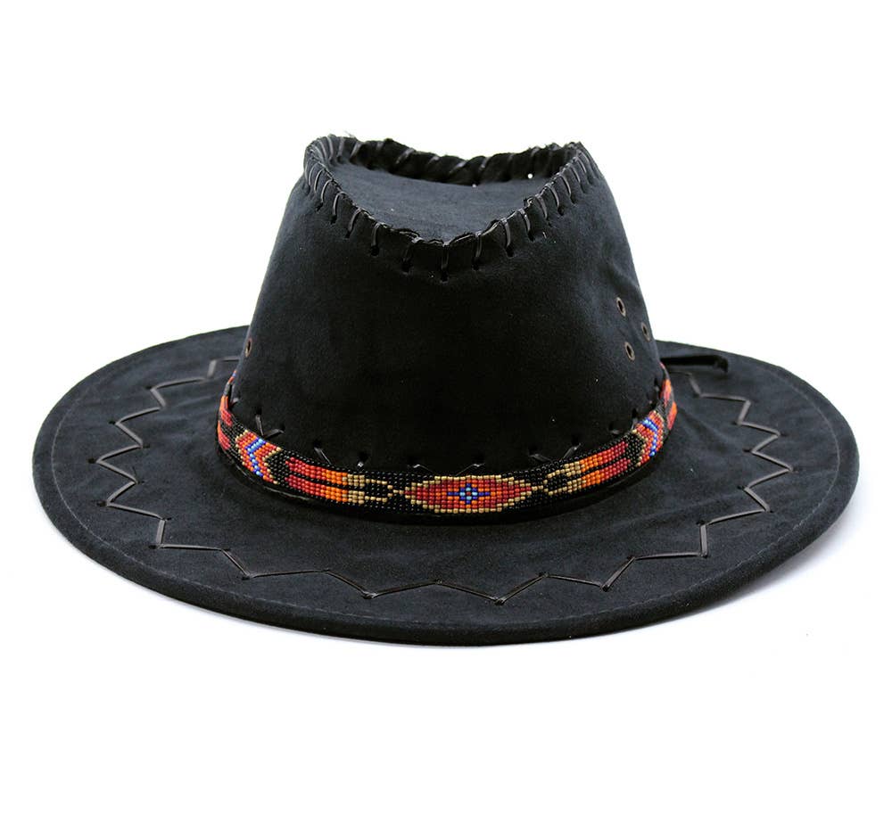 BEADS CORNER - Vendita all'ingrosso Cappello da cowboy - Uomo - Fascia per cappello in stile cowboy lavorata a telaio con perline nere, arancioni e rosse fatta a mano2