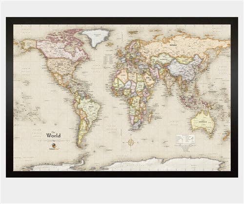 Winding Hills Designs - Wholesale Map - Magnetic Travel Map of the World - Old World Tan0