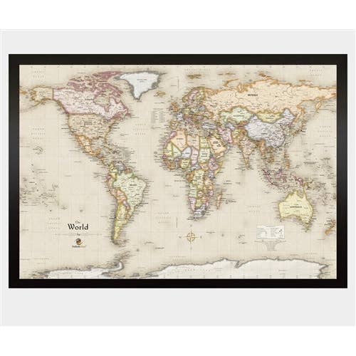 Winding Hills Designs - Wholesale Map - Magnetic Travel Map of the World - Old World Tan