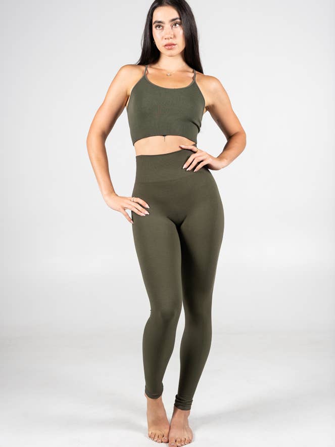 Bambu Rib hög midja legging- CEBPY1002 för wholesale av C'est Moi Clothing Co