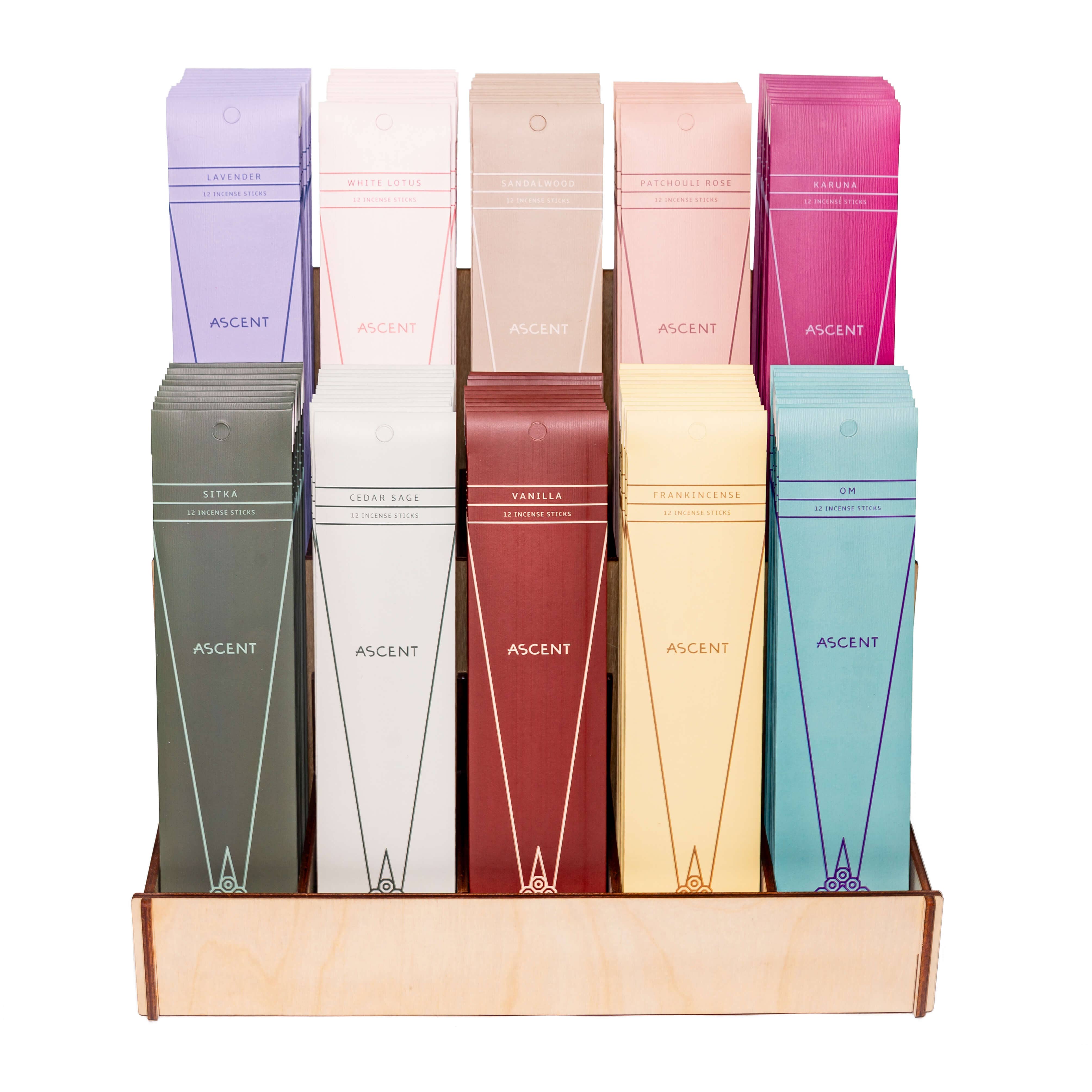 Between Heaven & Earth Mfg. - Vendita all'ingrosso Espositore per rivenditori - Ascesa – Confezione Espositiva di Incenso Sostenibile1