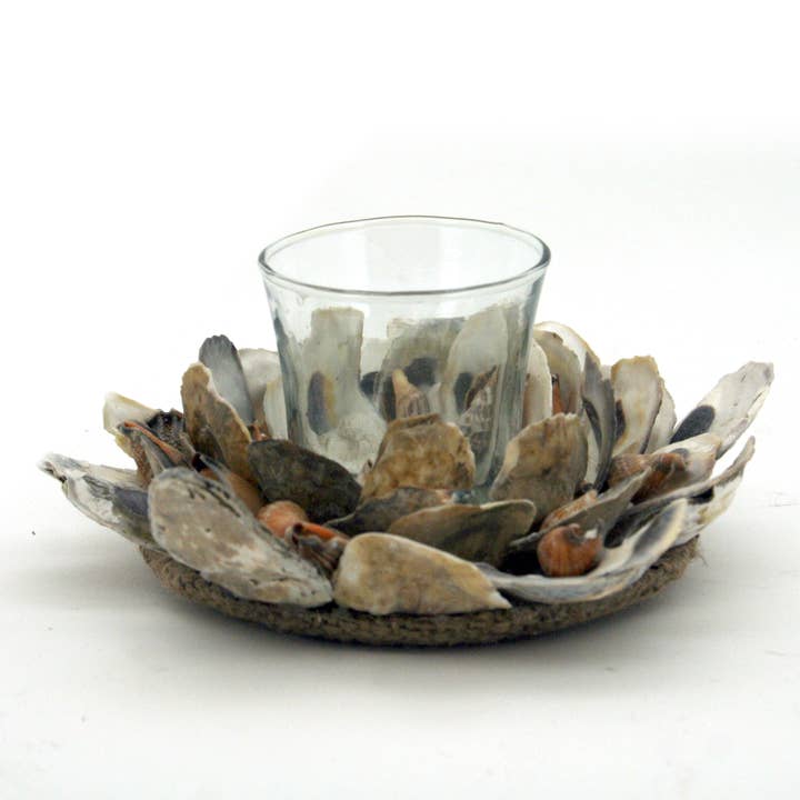 Modern World by Contrast Inc. - Wholesale Candle Holder - Oyster Shell Glass Tealight Holder