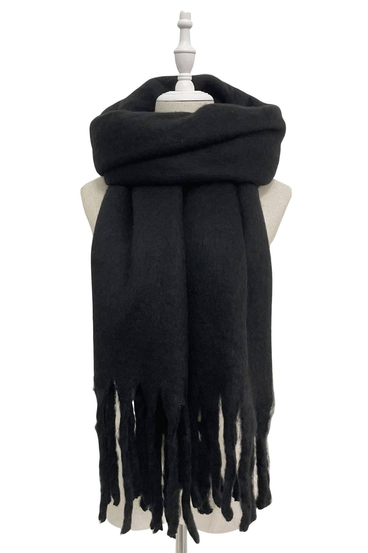 Fashion Scarf World - Vendita all'ingrosso Sciarpa - Donna - Sciarpa a scialle con nappe in morbida coperta semplice10