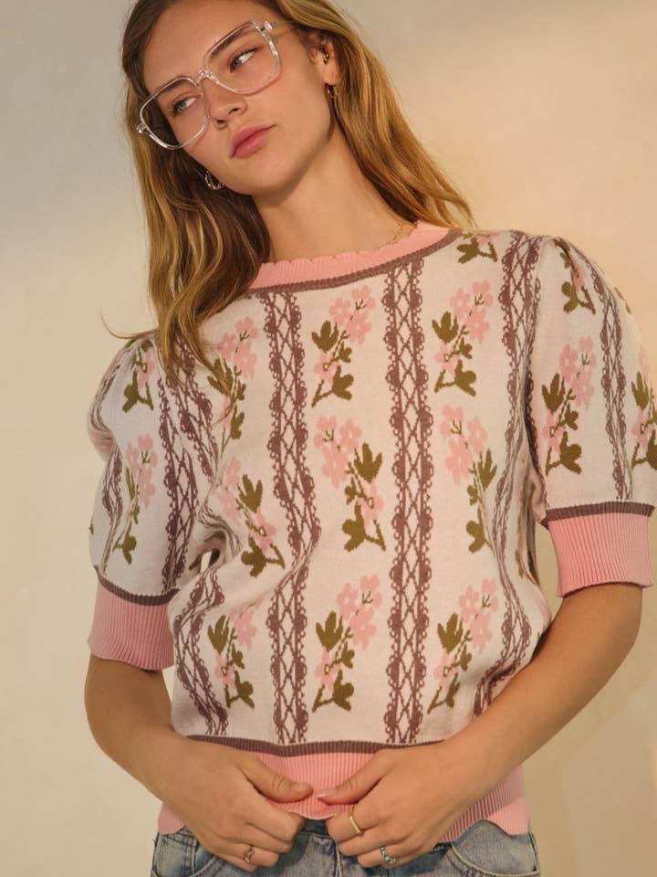 Floral Jacquard Sweater for wholesale by Oddi