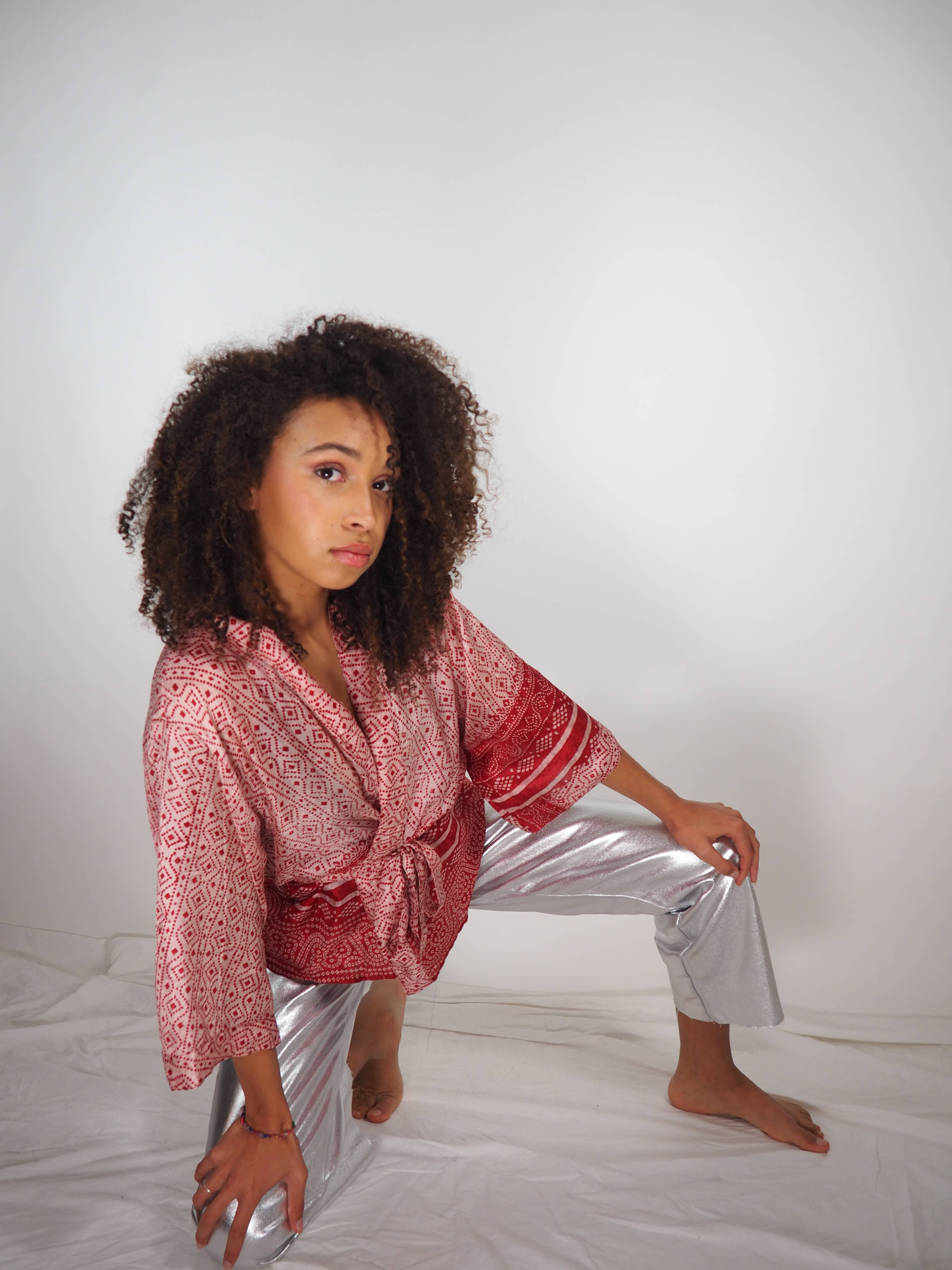 Vagabond Ibiza - Wholesale Kimono - Women's - The Kardash Kimono Short – Up-cycled Vintage Sari Kimono 38