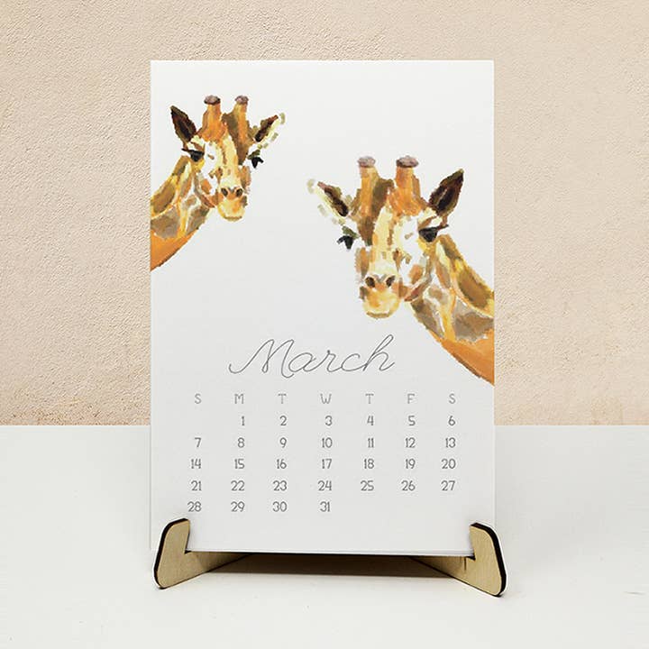 2024 Desk Monthly Calendar - Animal Watercolor Art for wholesale by Triple Studio