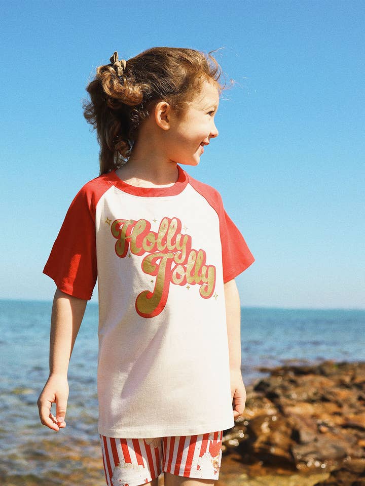 Snow Cone HOLLY JOLLY KYLIE RAGLAN T-SHIRT for wholesale on Faire0