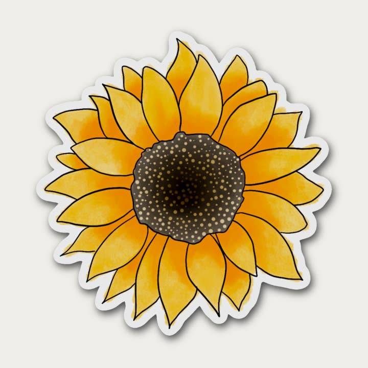 Watercolor Sunflower Waterproof Sticker for wholesale by Lords Creations Co