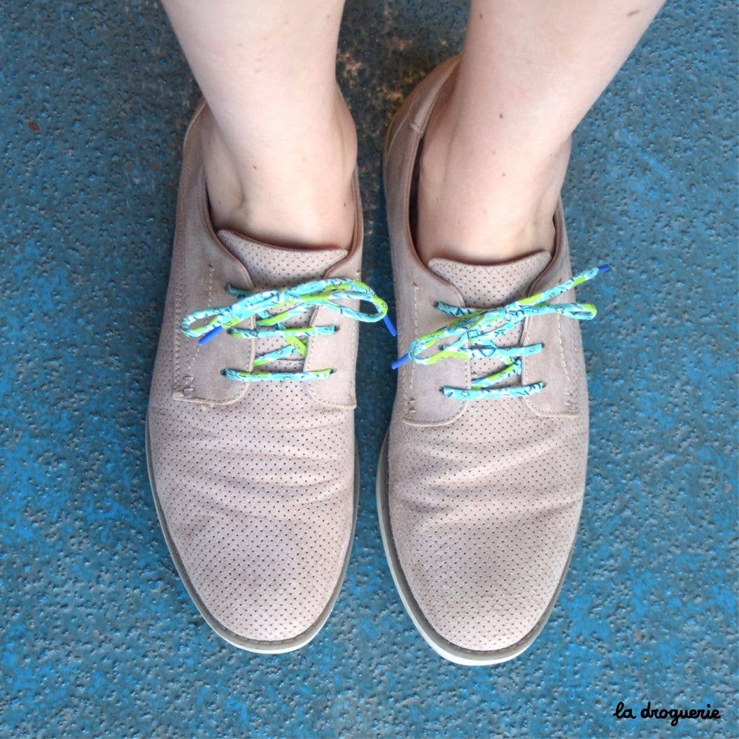 LA DROGUERIE - Wholesale Shoelaces - Women's - Round laces 65 cm "All in bloom" chlorophyll1