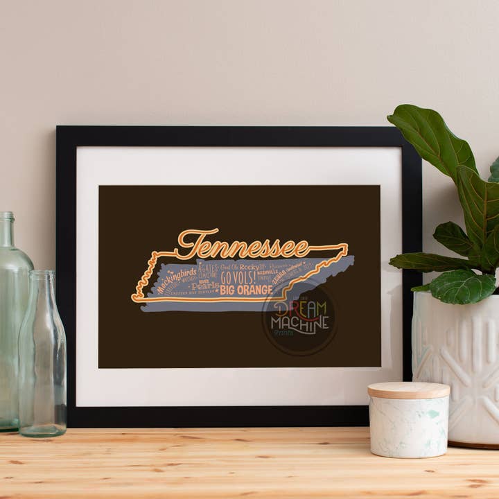 Impression d'État du Tennessee, art du Tennessee, affiche du Tennessee, État imprimé du Tennessee 11 pour la vente par DreamMachine Prints