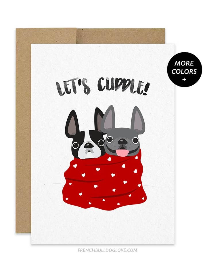 Let's Cuddle French Bulldog Valentijnsdagkaart voor wholesale door French Bulldog Love