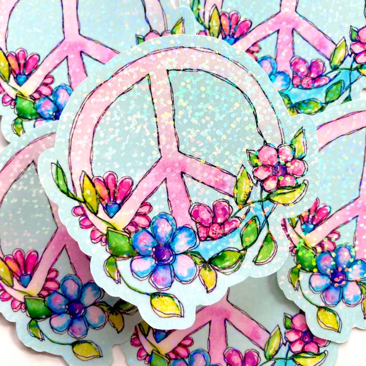 Adesivo de sinal de paz floral por atacado de stickersbyjodi
