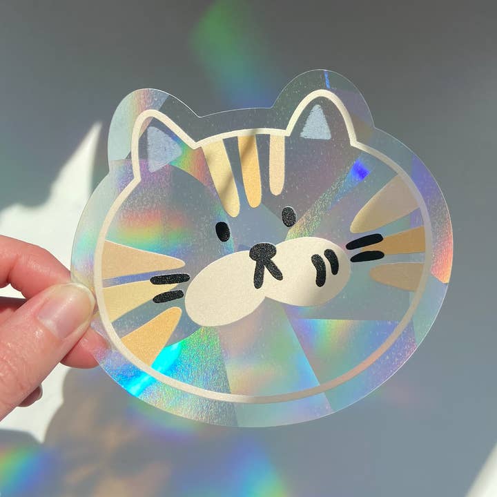 Orange Cat Suncatcher Sticker for wholesale by Ten By Ten