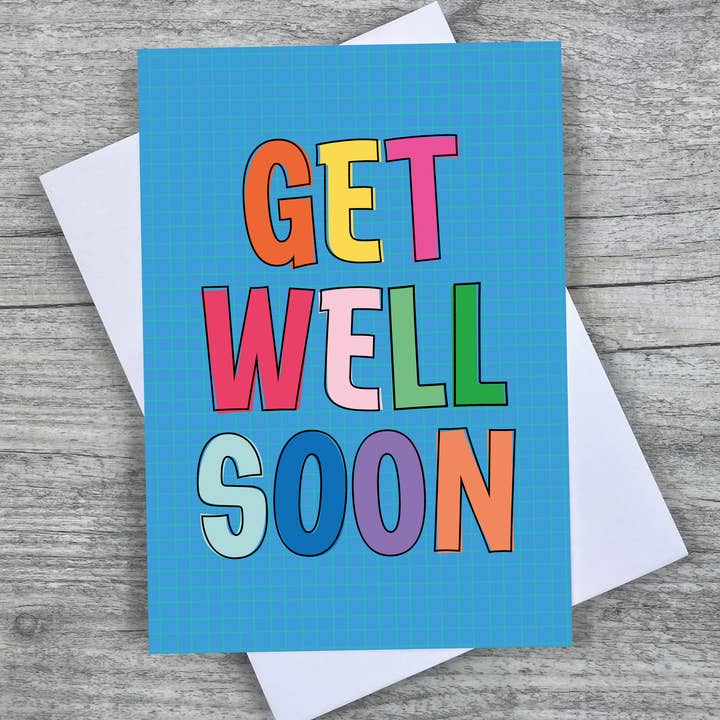 'Get Well Soon' A6 Fun Greeting Card for wholesale by Joanne de Pace Design Studio