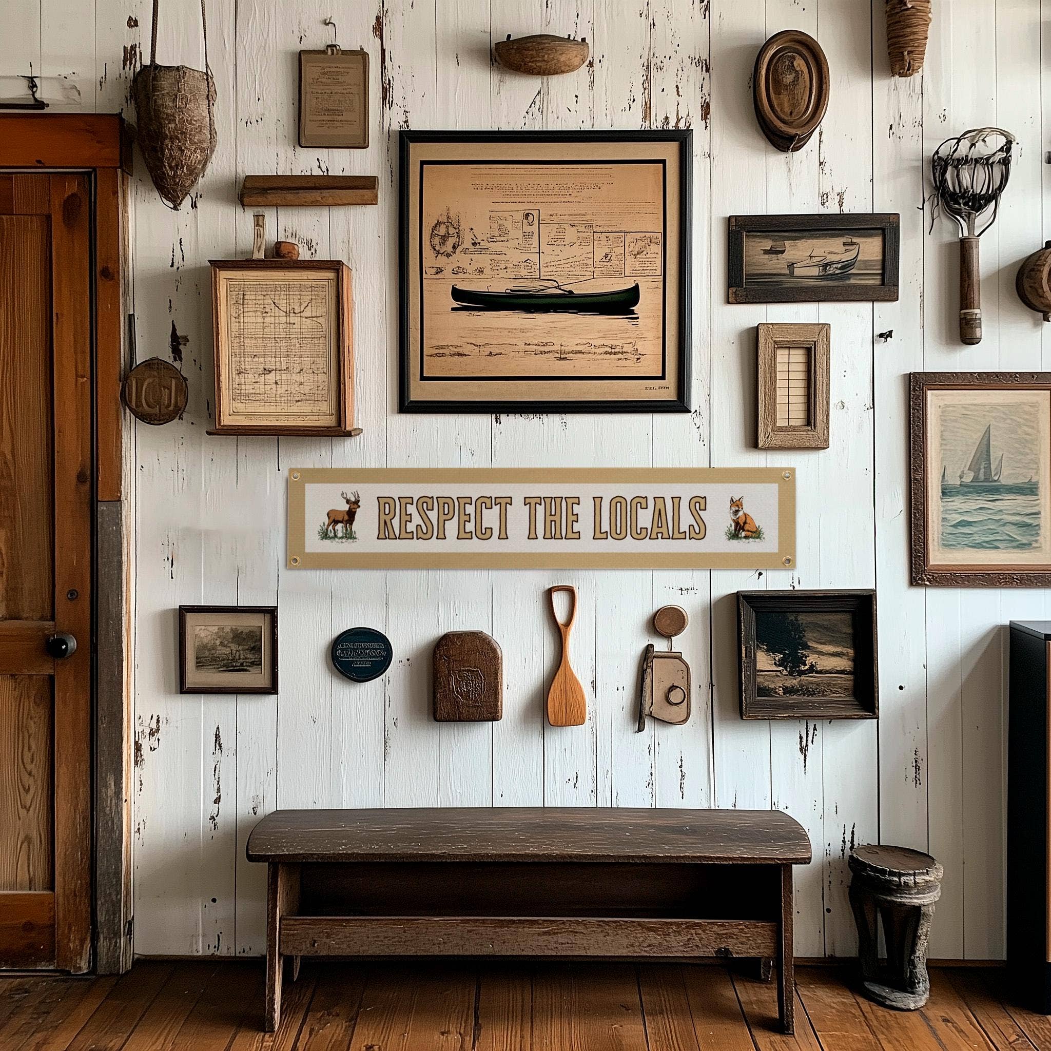 Benoit's Design Co. - Wholesale Sign - Respect The Locals Banner – Vintage Felt Flag4