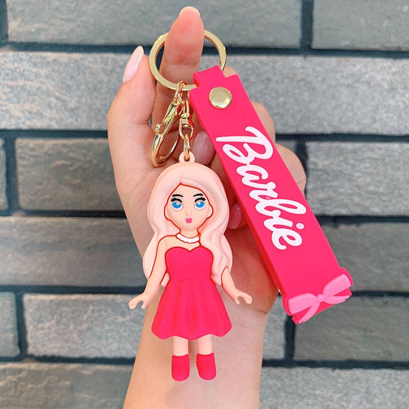 Pink Barbie Girl Silica Gel Keychain K1318 for wholesale on Faire4