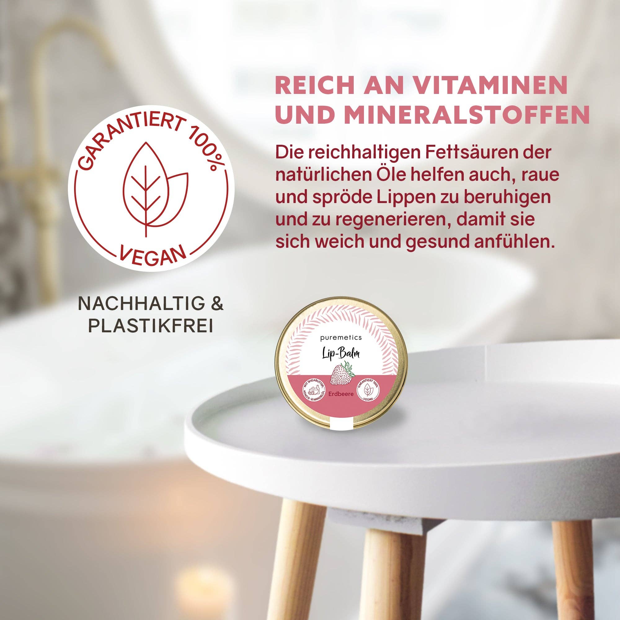 puremetics GmbH - Vendita all'ingrosso Burro di cacao - Balsamo labbra "Fragola" in barattolo riutilizzabile1