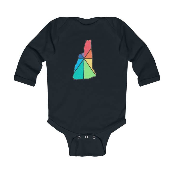 Onesie Confortável de Manga Comprida Arco-Íris de New Hampshire por atacado de Oceane's Echo