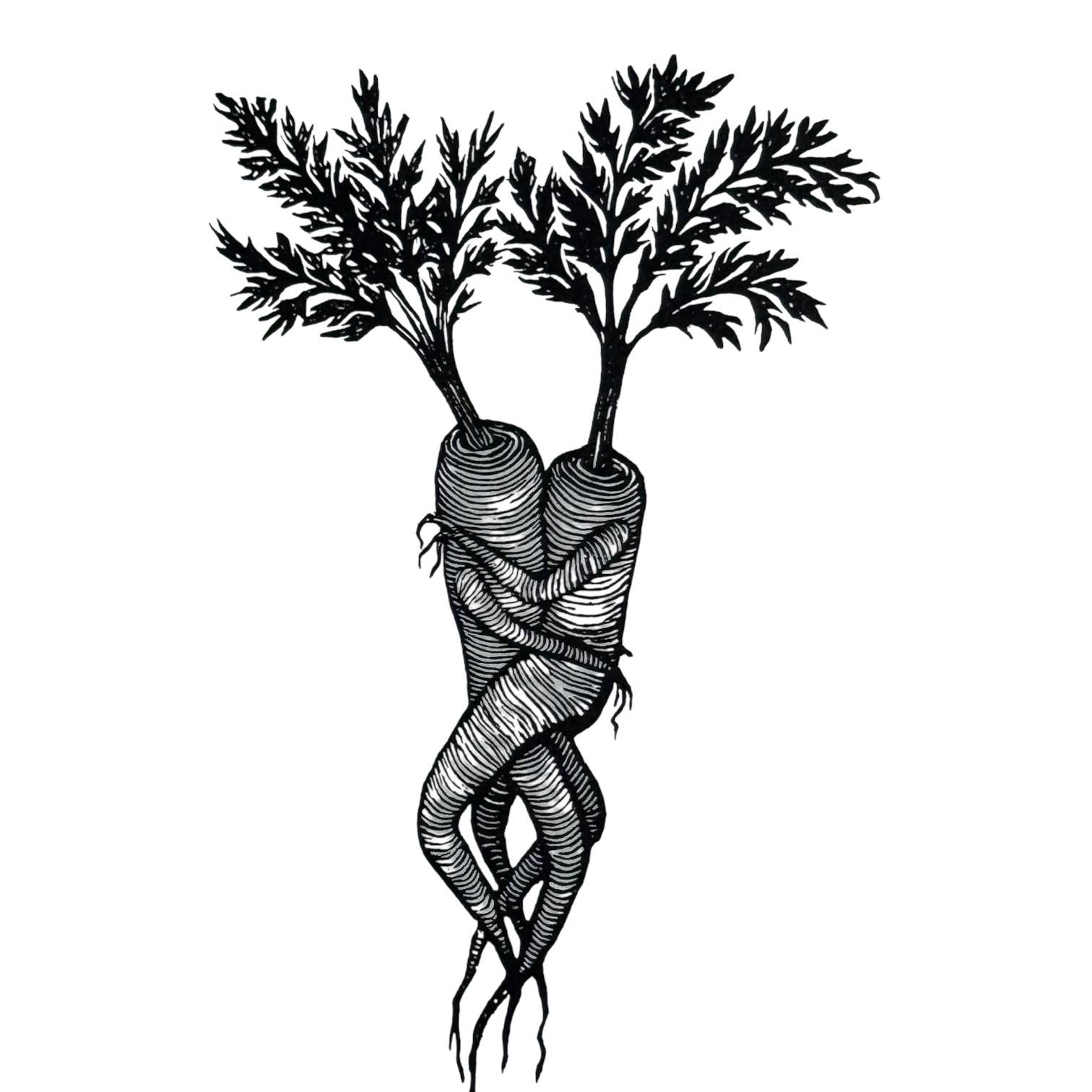 Anomal Press - Wholesale Everyday Greeting Card - Carrot Lovers Linocut relief print card4