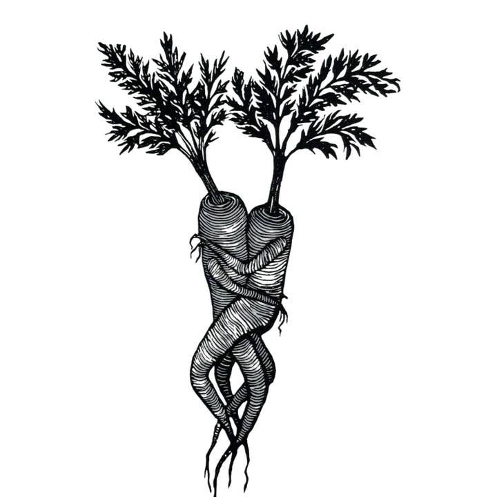 Anomal Press - Wholesale Everyday Greeting Card - Carrot Lovers Linocut relief print card4